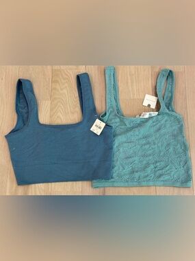 NEW Anthropologie S/M Bralette Lot of 2 Tank Top NWT Blue/Green Stretch
